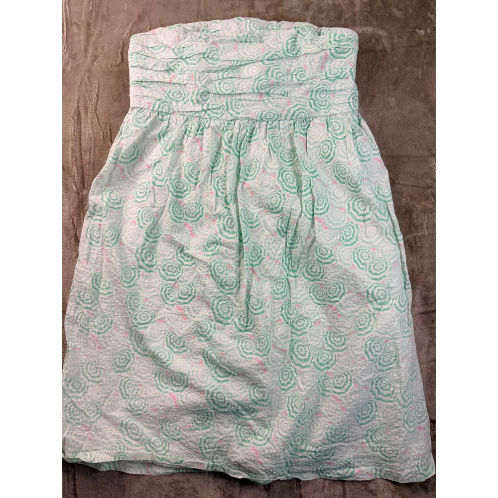 Vineyard Vines Umbrella Seersucker Strapless Dress Coastal Nautical Preppy Beach